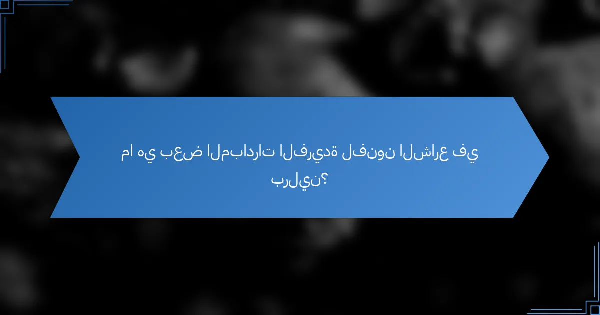 ما هي بعض المبادرات الفريدة لفنون الشارع في برلين؟