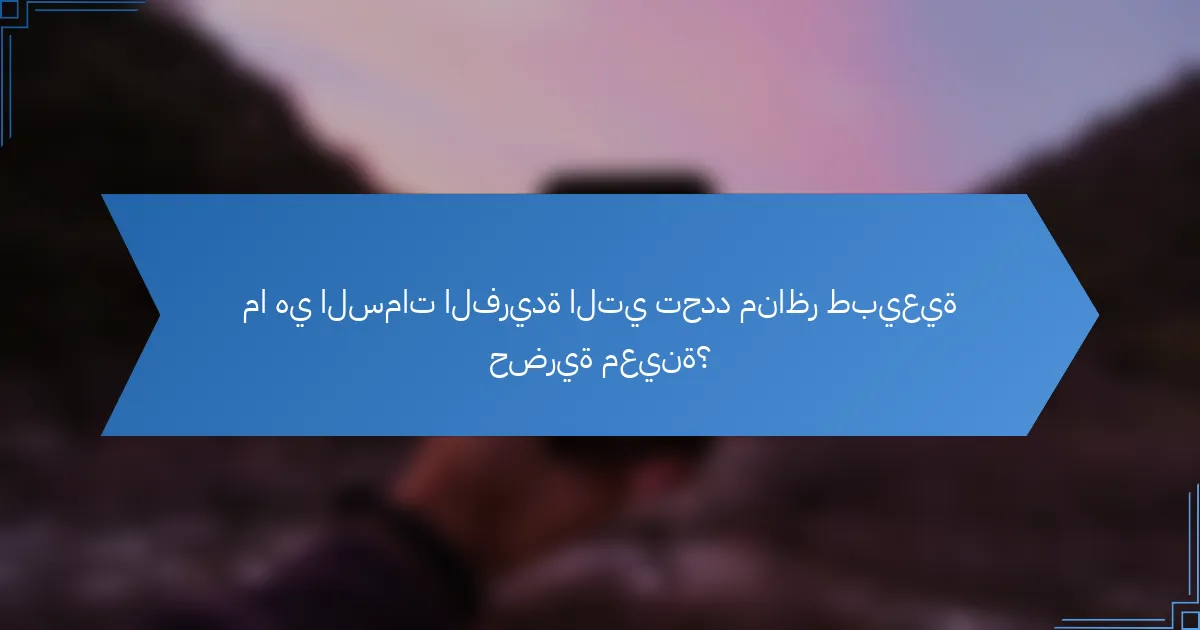 ما هي السمات الفريدة التي تحدد مناظر طبيعية حضرية معينة؟